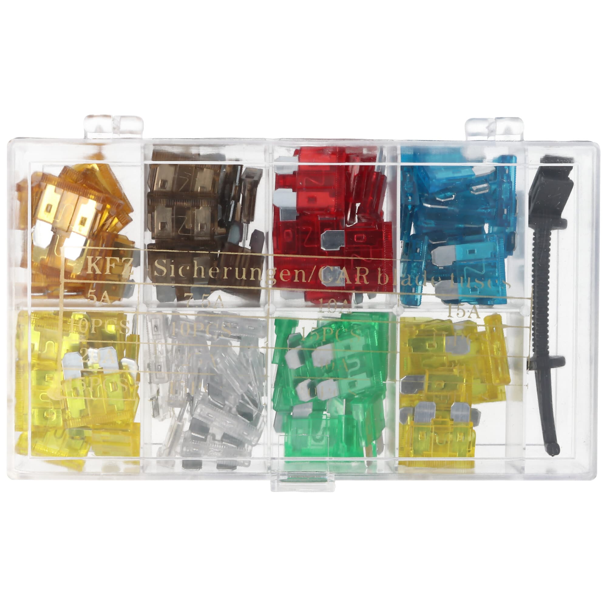 Assortiment de fusibles de voiture Fusibles plats de 101 pièces 19,1 x 5,1 x 18,5 mm, y compris les outils permettant de retirer facilement le fusible