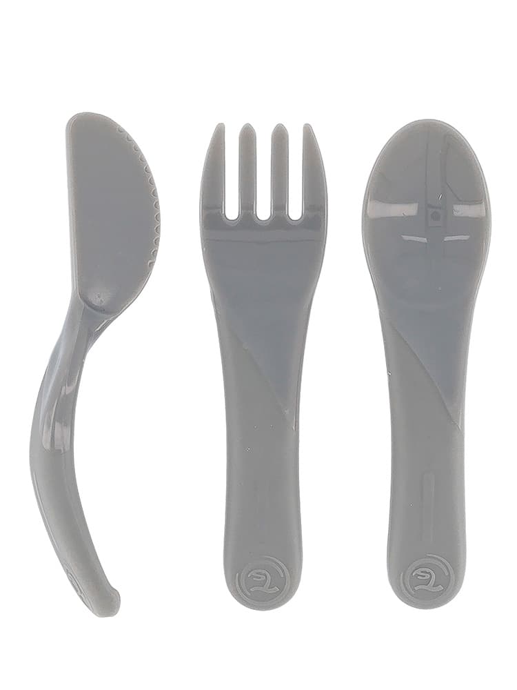 Twistshake Couverts d'Apprentissage Dès 6 Mois - Couleur : Gris Pastel