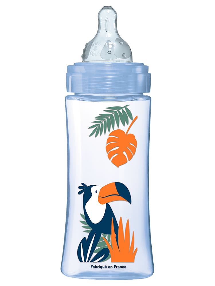 Dodie Biberon Initiation+ 330 ml Bleu +6 Mois Tétine Ronde 3 Vitesses Débit 3 - Couleur : Bleu