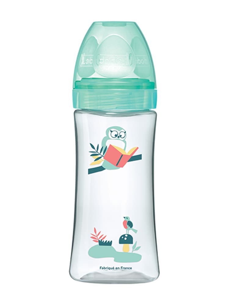 Dodie Biberon Initiation+ 330 ml Bleu +6 Mois Tétine Ronde 3 Vitesses Débit 3 - Couleur : Turquoise