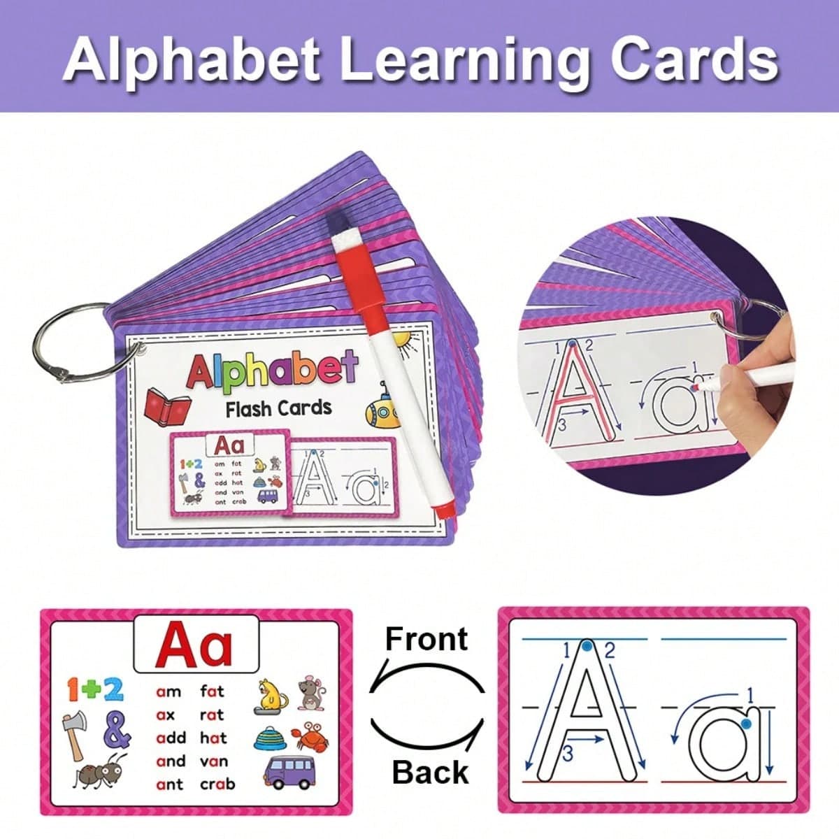 Cartes éducatives Montessori pour apprendre à lire et à écrire l'alphabet ABC, pour la maternelle et la prématernelle, pour les enfants et les